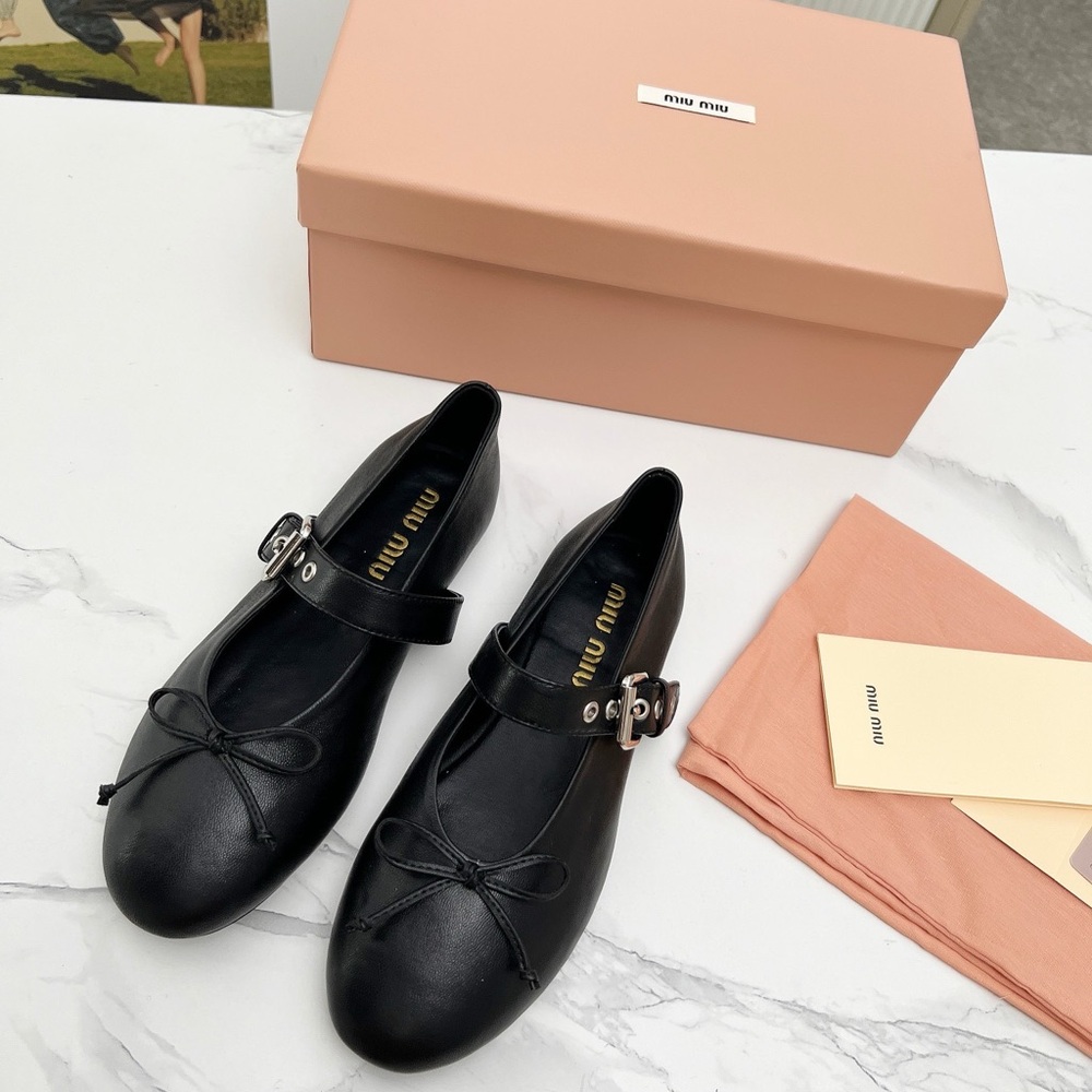 Miu Miu Black Leather Women's Shoes